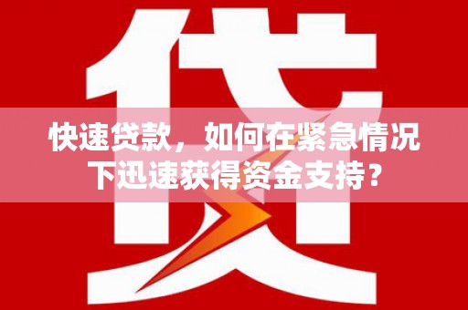 泰顺快速贷款，如何在紧急情况下迅速获得资金支持？